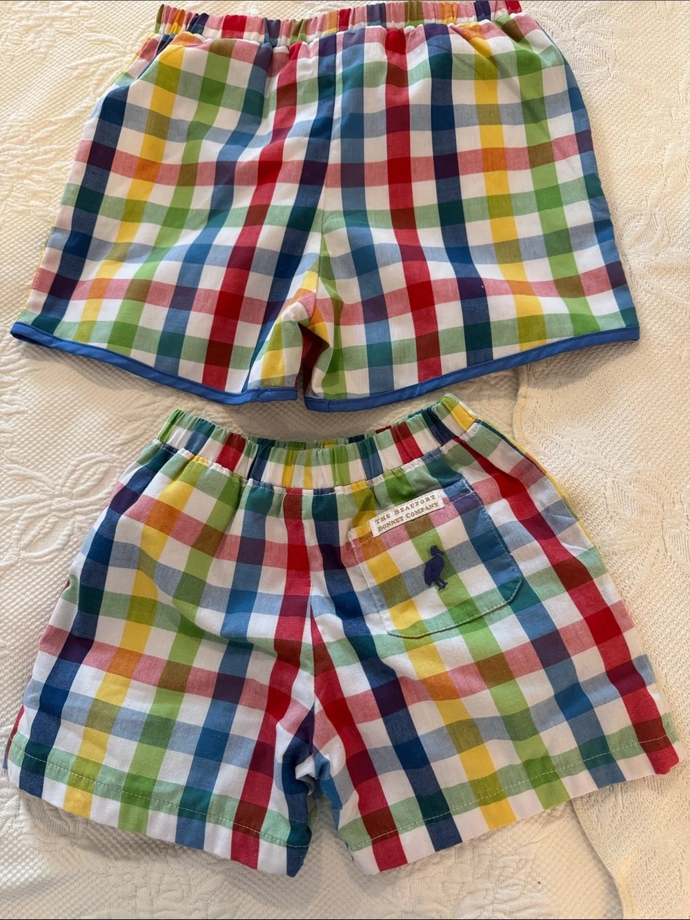 lot of 2 - The Beaufort Bonnet Company Gingham Shorts - brother sister set